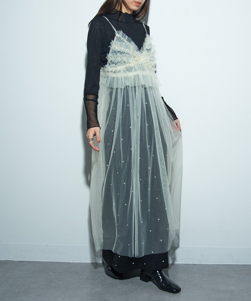 MAISON BREEZE reveur(メゾンブリーズレヴール)の「【MAISON BREEZE reveur】チュールキャミワンピース trc(ワンピース・レディース・グレー/アイボリー/ブラック・FREE)」の9枚目の写真