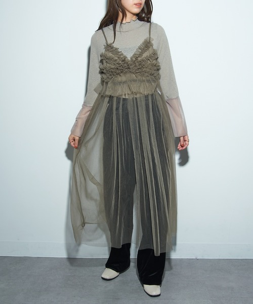 MAISON BREEZE reveur(メゾンブリーズレヴール)の「【MAISON BREEZE reveur】チュールキャミワンピース trc(ワンピース・レディース・グレー/アイボリー/ブラック・FREE)」の11枚目の写真