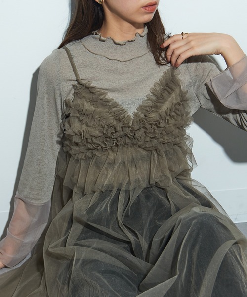 MAISON BREEZE reveur(メゾンブリーズレヴール)の「【MAISON BREEZE reveur】チュールキャミワンピース trc(ワンピース・レディース・グレー/アイボリー/ブラック・FREE)」の13枚目の写真