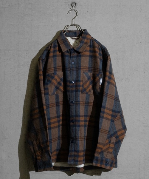 JOHN'S CLOSET(ジョンズクローゼット)の「【3】裏シャギーボア ツイル起毛 CPOチェックシャツ(シャツ/ブラウス・メンズ・ブルー/ベージュ/ネイビー/グリーン/ブラウン・MEDIUM/LARGE/X-LARGE)」の2枚目の写真