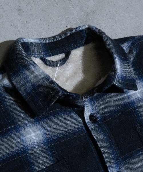 JOHN'S CLOSET(ジョンズクローゼット)の「【3】裏シャギーボア ツイル起毛 CPOチェックシャツ(シャツ/ブラウス・メンズ・ブルー/ベージュ/ネイビー/グリーン/ブラウン・MEDIUM/LARGE/X-LARGE)」の6枚目の写真