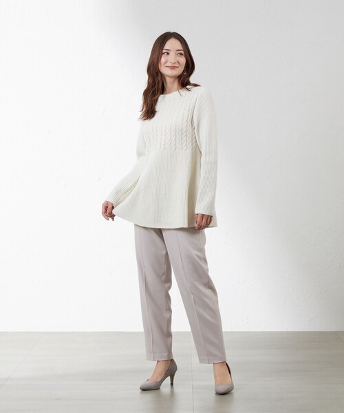 amaca(アマカ)の「サキソニーセミテーパードパンツ(その他パンツ・レディース・グレー系その他/ピンク・38/36)」の3枚目の写真