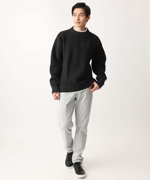 MK MICHEL KLEIN HOMME （エムケーミッシェルクランオム）の「【残りわずか/在庫限り/洗える】プルオーバーニット/ワッフル編みフェイクニット（ニット/セーター・メンズ・グリーン/アイボリー/ブラック/ボルドー・46/48）」の11枚目の写真