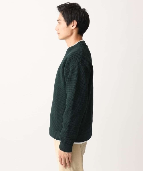 MK MICHEL KLEIN HOMME （エムケーミッシェルクランオム）の「【残りわずか/在庫限り/洗える】プルオーバーニット/ワッフル編みフェイクニット（ニット/セーター・メンズ・グリーン/アイボリー/ブラック/ボルドー・46/48）」の18枚目の写真