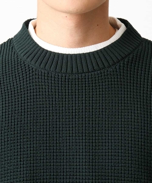 MK MICHEL KLEIN HOMME （エムケーミッシェルクランオム）の「【残りわずか/在庫限り/洗える】プルオーバーニット/ワッフル編みフェイクニット（ニット/セーター・メンズ・グリーン/アイボリー/ブラック/ボルドー・46/48）」の20枚目の写真