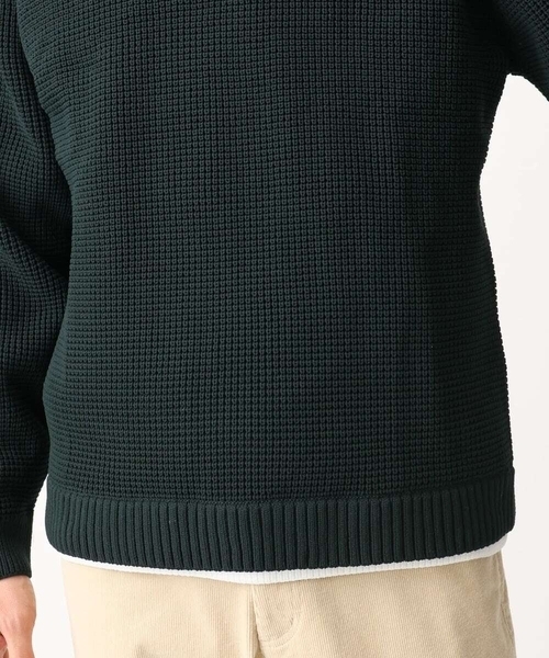 MK MICHEL KLEIN HOMME （エムケーミッシェルクランオム）の「【残りわずか/在庫限り/洗える】プルオーバーニット/ワッフル編みフェイクニット（ニット/セーター・メンズ・グリーン/アイボリー/ブラック/ボルドー・46/48）」の22枚目の写真