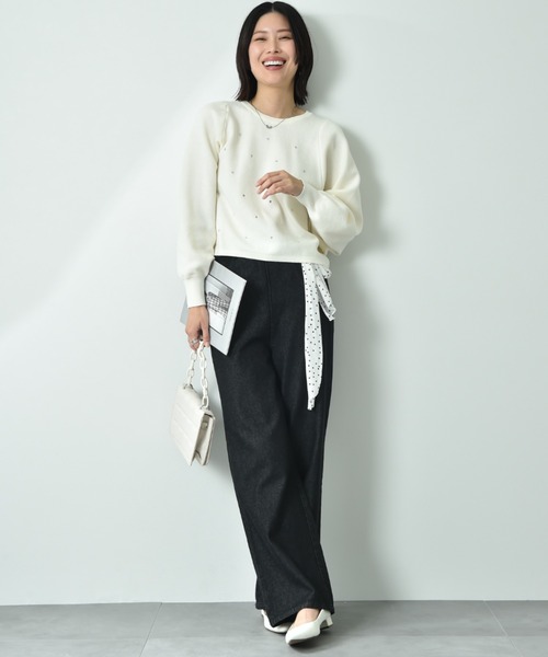 INTERPLANET（インタープラネット）の「デニムパンツ（デニムパンツ・レディース・ブルー/オフホワイト/ブラック・FREE）」の8枚目の写真