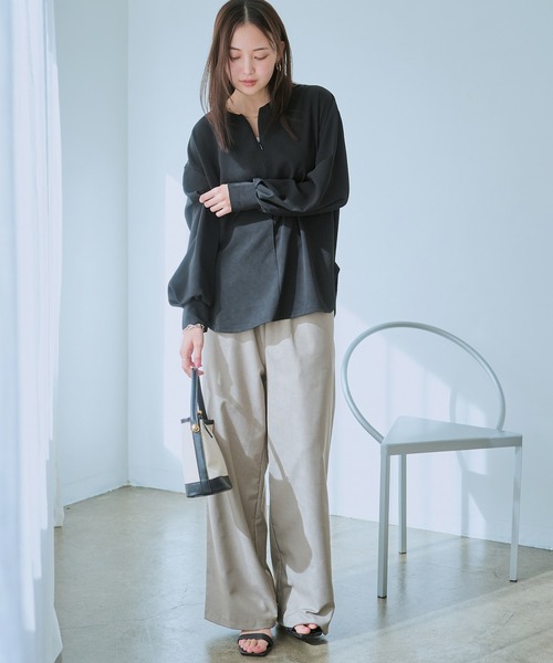 LAVEANGE(ラビアンジェ)の「フロントファスナープルオーバー(シャツ/ブラウス・レディース・ブラック/オフホワイト/ブラウン・4L/3L/LL/M/5L)」の14枚目の写真