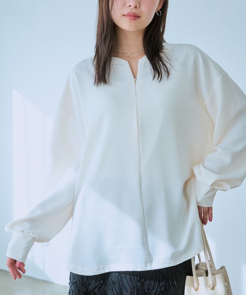 LAVEANGE(ラビアンジェ)の「フロントファスナープルオーバー(シャツ/ブラウス・レディース・ブラック/オフホワイト/ブラウン・4L/3L/LL/M/5L)」の19枚目の写真