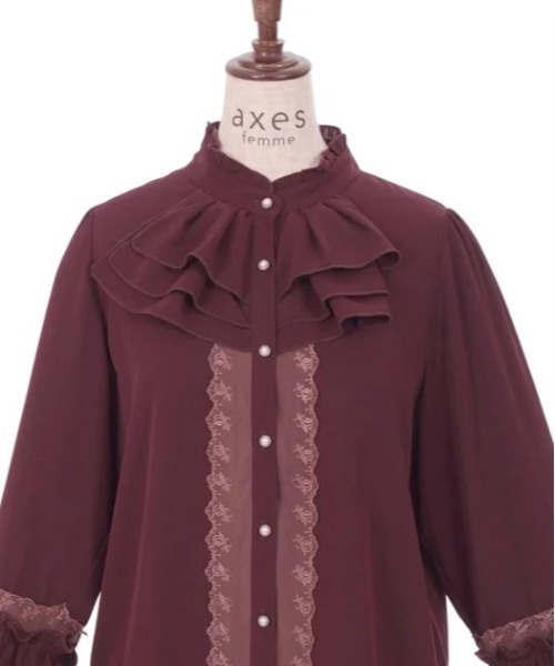 axes femme（アクシーズファム）の「ジャボ風フリルブラウス（シャツ/ブラウス・レディース・ブラック/ダークブラウン/キナリ・FREE）」の4枚目の写真