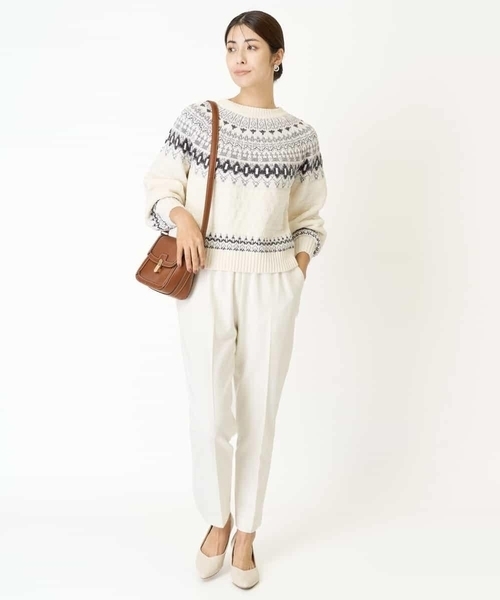 a.v.v（アーヴェヴェ）の「モールヤーン求心柄ニットプルオーバー（ニット/セーター・レディース・アイボリー/グレー・40/36/38）」の6枚目の写真