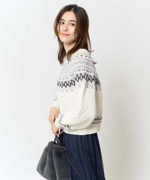 a.v.v（アーヴェヴェ）の「モールヤーン求心柄ニットプルオーバー（ニット/セーター・レディース・アイボリー/グレー・40/36/38）」の13枚目の写真