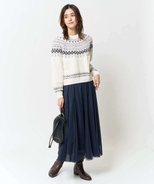 a.v.v（アーヴェヴェ）の「モールヤーン求心柄ニットプルオーバー（ニット/セーター・レディース・アイボリー/グレー・40/36/38）」の15枚目の写真