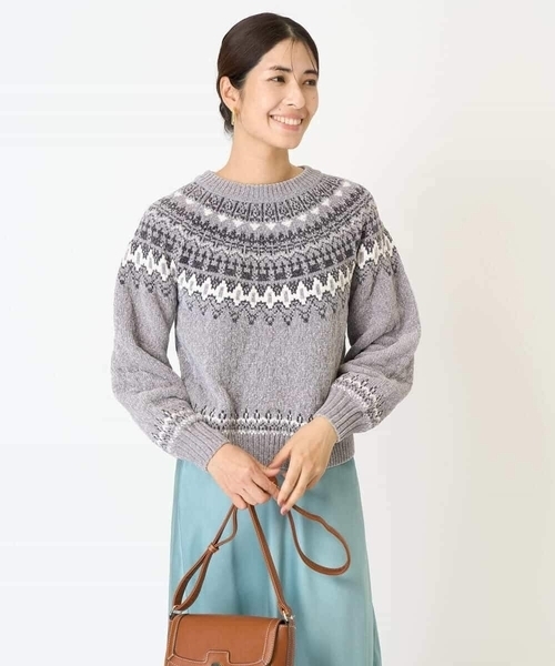 a.v.v（アーヴェヴェ）の「モールヤーン求心柄ニットプルオーバー（ニット/セーター・レディース・アイボリー/グレー・40/36/38）」の18枚目の写真