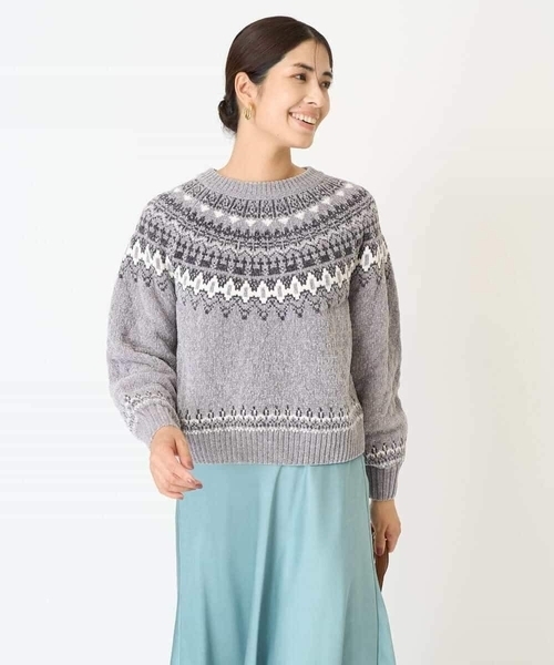 a.v.v（アーヴェヴェ）の「モールヤーン求心柄ニットプルオーバー（ニット/セーター・レディース・アイボリー/グレー・40/36/38）」の20枚目の写真