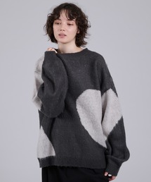 HEART MIX PATTERN SHAGGY KNIT / ハートミックスシャギーニット