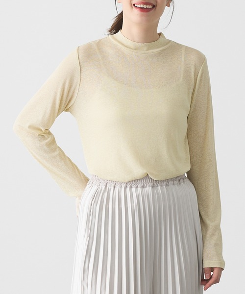 Honeys（ハニーズ）の「シアーハイネックトップス（Tシャツ/カットソー・レディース・クリーム/ブラック/ライトグレー/ホワイト・M/LL/L/S）」の4枚目の写真