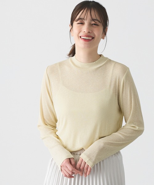 Honeys（ハニーズ）の「シアーハイネックトップス（Tシャツ/カットソー・レディース・クリーム/ブラック/ライトグレー/ホワイト・M/LL/L/S）」の14枚目の写真