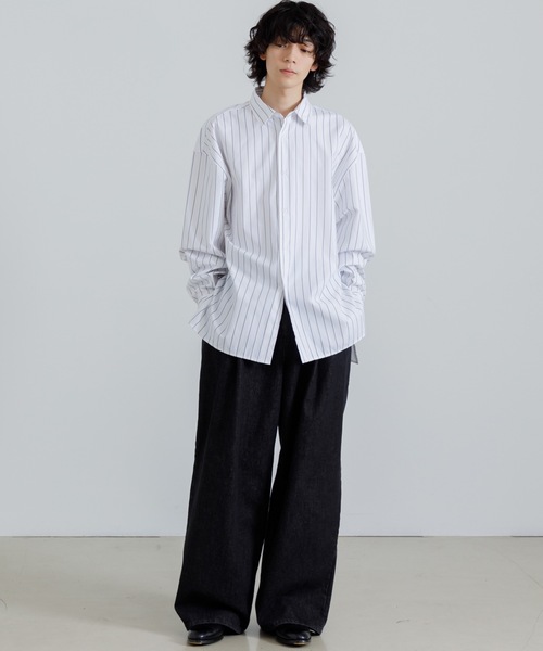 SINSS（シンス）の「Loose silhouette striped shirt / ルーズシルエットストライプシャツ（シャツ/ブラウス・メンズ・ブラウン/グレー・LARGE/MEDIUM/SMALL）」の12枚目の写真