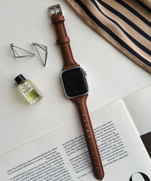 Bellezza Calma(ベレッツァカルマ)の「Real Leather Band for Apple Watch バンド ベルト 41/40/38/42(S10)mm 本革 シンプル 上品(デジタル腕時計・レディース・ブラック/グレイッシュベージュ/ブラウン・ONE SIZE)」の1枚目の写真