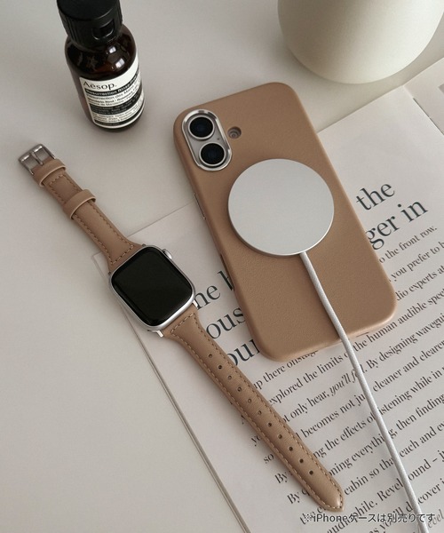 Bellezza Calma(ベレッツァカルマ)の「Real Leather Band for Apple Watch バンド ベルト 41/40/38/42(S10)mm 本革 シンプル 上品(デジタル腕時計・レディース・ブラック/グレイッシュベージュ/ブラウン・ONE SIZE)」の4枚目の写真