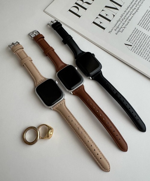 Bellezza Calma(ベレッツァカルマ)の「Real Leather Band for Apple Watch バンド ベルト 41/40/38/42(S10)mm 本革 シンプル 上品(デジタル腕時計・レディース・ブラック/グレイッシュベージュ/ブラウン・ONE SIZE)」の6枚目の写真