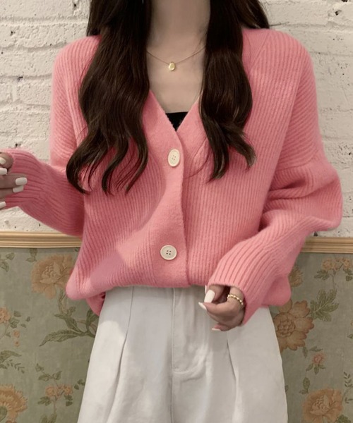 【セール】Vネックリブニットカーディガン（カーディガン/ボレロ）｜Girly Doll（ガーリードール）