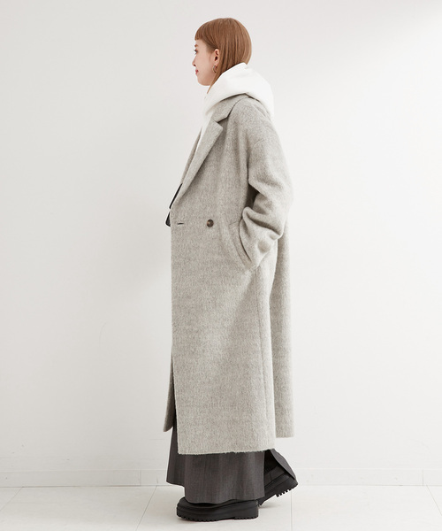 B.C STOCK（ベーセーストック）の「シャギードロップチェスターコート（チェスターコート・レディース・ネイビー/キャメル/チャコールグレー・FREE）」の5枚目の写真