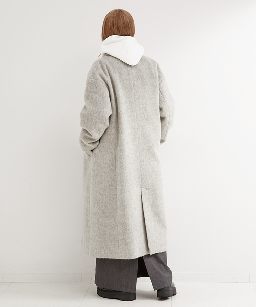 B.C STOCK（ベーセーストック）の「シャギードロップチェスターコート（チェスターコート・レディース・ネイビー/キャメル/チャコールグレー・FREE）」の7枚目の写真