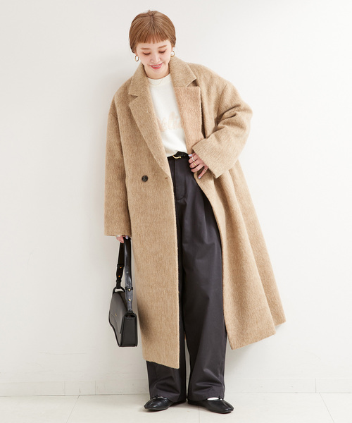 B.C STOCK（ベーセーストック）の「シャギードロップチェスターコート（チェスターコート・レディース・ネイビー/キャメル/チャコールグレー・FREE）」の8枚目の写真