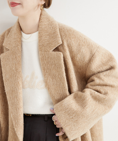 B.C STOCK（ベーセーストック）の「シャギードロップチェスターコート（チェスターコート・レディース・ネイビー/キャメル/チャコールグレー・FREE）」の12枚目の写真