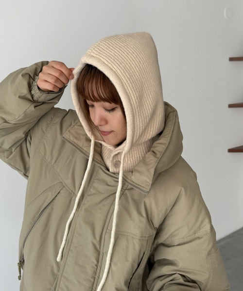 CANAL JEAN（キャナルジーン）の「El mar　リブニットバラクラバ（ニットキャップ/ビーニー・レディース・チャコールグレー/ベージュ/アイボリー・ONE SIZE）」の2枚目の写真