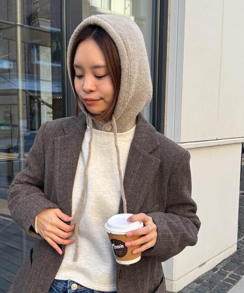 CANAL JEAN（キャナルジーン）の「El mar　リブニットバラクラバ（ニットキャップ/ビーニー・レディース・チャコールグレー/ベージュ/アイボリー・ONE SIZE）」の11枚目の写真