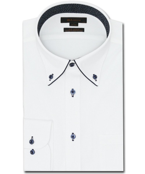 【ストレッチ 形態安定 吸水速乾 マシンウォッシャブル】m.f.エディトリアル メンズ ノーアイロンストレッチ ボタンダウン ビジネスドレス長袖ニットシャツ（ビジネスシャツ）｜m.f.editorial（エムエフエディトリアル）