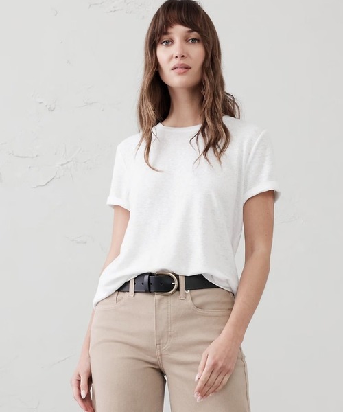 banana republic リネンブレンド 半袖 tシャツ リネン 白 BANANA REPUBLIC FACTORY STORE リネンブレンドクルーネック半袖