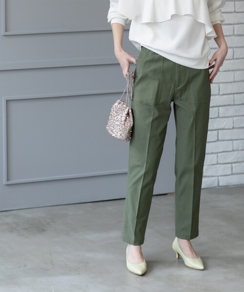 OPAQUE.CLIP(オペークドットクリップ)の「《S-LLサイズ》ストレッチベイカーパンツ【洗濯機洗い可】(その他パンツ・レディース・アイボリー/ブラック/カーキ・38/40/36/42)」の19枚目の写真