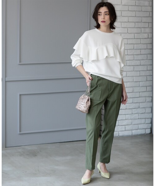 OPAQUE.CLIP(オペークドットクリップ)の「《S-LLサイズ》ストレッチベイカーパンツ【洗濯機洗い可】(その他パンツ・レディース・アイボリー/ブラック/カーキ・38/40/36/42)」の21枚目の写真