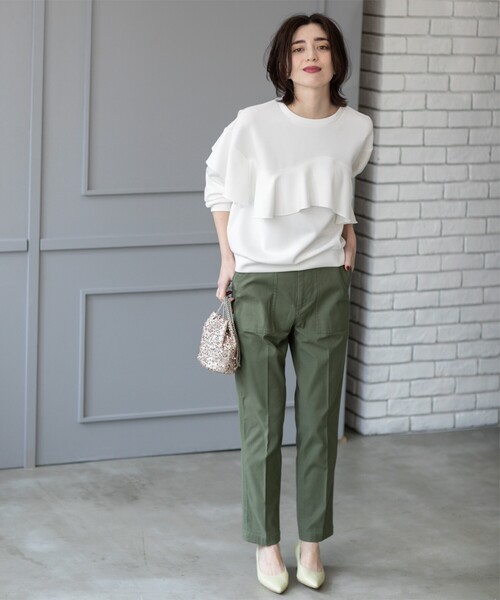 OPAQUE.CLIP(オペークドットクリップ)の「《S-LLサイズ》ストレッチベイカーパンツ【洗濯機洗い可】(その他パンツ・レディース・アイボリー/ブラック/カーキ・38/40/36/42)」の22枚目の写真