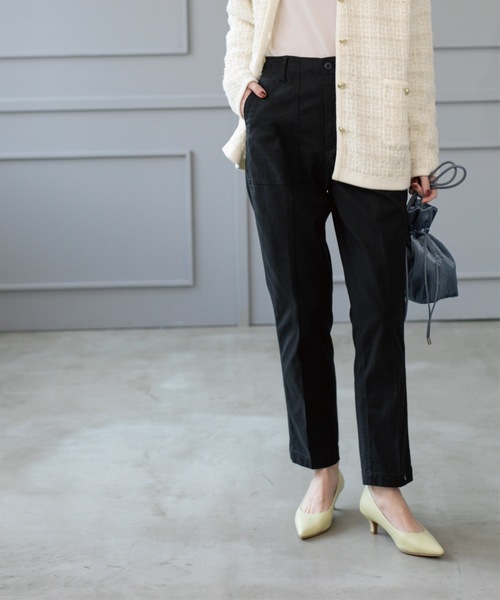 OPAQUE.CLIP(オペークドットクリップ)の「《S-LLサイズ》ストレッチベイカーパンツ【洗濯機洗い可】(その他パンツ・レディース・アイボリー/ブラック/カーキ・38/40/36/42)」の1枚目の写真