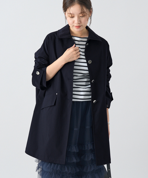 IENA（イエナ）の「MACKINTOSH/マッキントッシュ 別注 HUMBIE ステンカラーショートコート（ステンカラーコート・レディース・ライトグレー/ネイビー・4/6）」の7枚目の写真