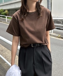 Tシャツ/カットソー（ブラウン/茶色系・ショート丈
