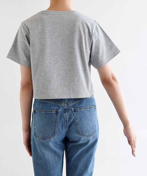 andme(アンドミー)の「【新色追加】汗染み防止半袖ミニTシャツ(Tシャツ/カットソー・レディース・オフホワイト/チャコールグレー/ネイビー/杢グレー/グレイッシュブルー/ブラック/ブラウン/キナリ・L/M)」の14枚目の写真