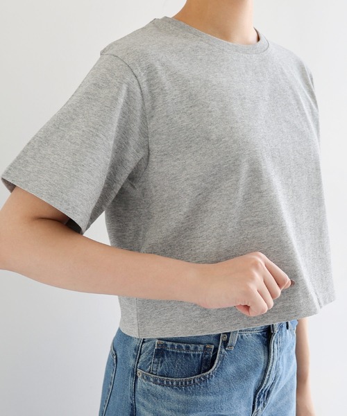 andme(アンドミー)の「【新色追加】汗染み防止半袖ミニTシャツ(Tシャツ/カットソー・レディース・オフホワイト/チャコールグレー/ネイビー/杢グレー/グレイッシュブルー/ブラック/ブラウン/キナリ・L/M)」の19枚目の写真