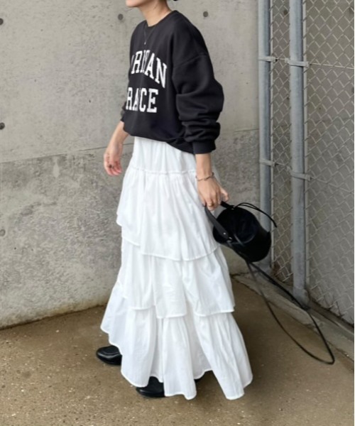 notch.（ノッチ）の「【 notch. by yui 】ナイロンティアードスカート（スカート・レディース・オフホワイト/ブラック・TM/M）」の14枚目の写真