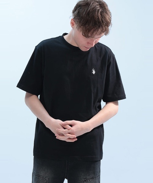 U.S. POLO ASSN.(ユーエスポロアッスン)の「U.S. POLO ASSN. ワンポイント クルーネック 半袖 Tシャツ PLM42227(Tシャツ/カットソー・メンズ・グリーン/ホワイト/ブラック/ピンク/ダークブラウン/ネイビー・M/L/LL)」の3枚目の写真