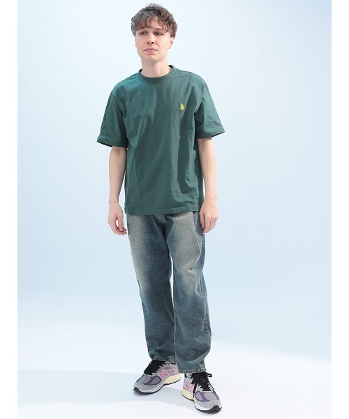 U.S. POLO ASSN.(ユーエスポロアッスン)の「U.S. POLO ASSN. ワンポイント クルーネック 半袖 Tシャツ PLM42227(Tシャツ/カットソー・メンズ・グリーン/ホワイト/ブラック/ピンク/ダークブラウン/ネイビー・M/L/LL)」の11枚目の写真