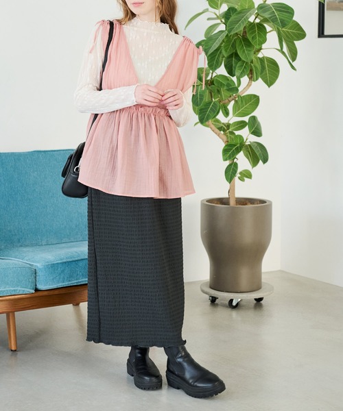 Crisp（クリスプ）の「リボンフリルシアータンク（シャツ/ブラウス・レディース・ピンク/アイボリー・FREE）」の17枚目の写真