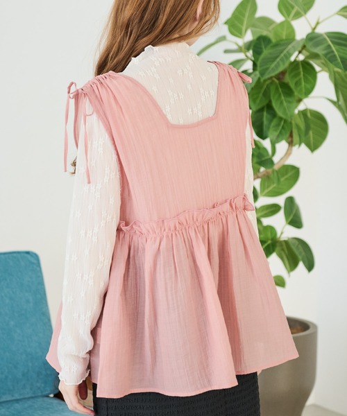 Crisp（クリスプ）の「リボンフリルシアータンク（シャツ/ブラウス・レディース・ピンク/アイボリー・FREE）」の22枚目の写真