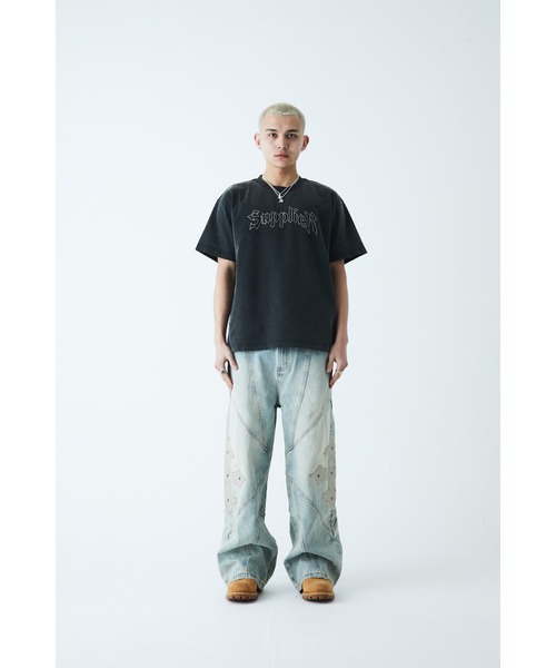 tシャツ SUPPLIER/サプライヤー Vintage Wash Rhinestone Iron Logo Tee 半袖Tシャツ レディース SUPPLIER tシャツ SUPPLIER/サプライヤー Vintage Wash
