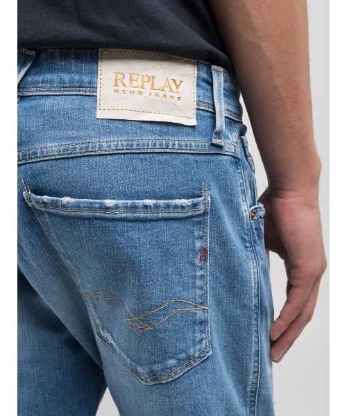 REPLAY(リプレイ)の「スリムフィットANBASSオーガニックコットンダメージデニム(デニムパンツ・メンズ・ブルー・W30xL32/W31xL32/W32xL32/W33xL32/W34xL32/W36xL32/W28xL32/W29xL32)」の6枚目の写真